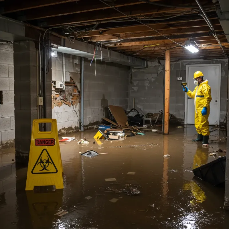 Flooded Basement Electrical Hazard in Oak Hills, CA Property