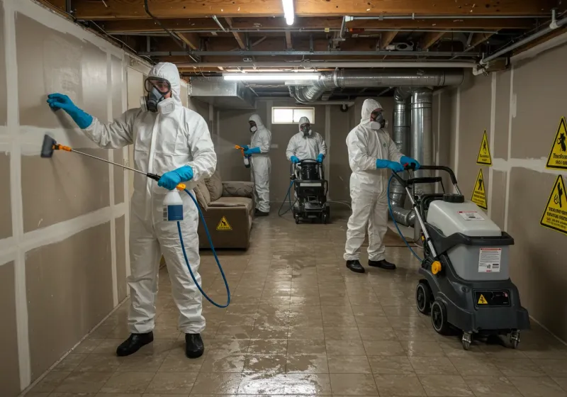 Basement Moisture Removal and Structural Drying process in Oak Hills, CA